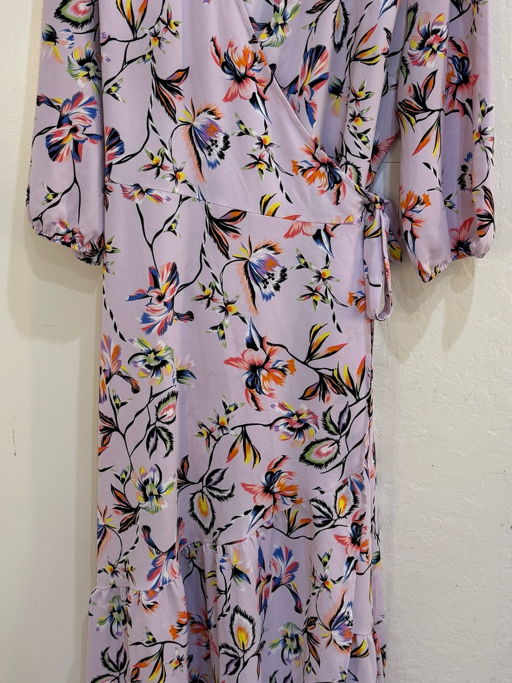 Bar III Lavender Floral Wrap Maxi Dress with Multicolor Blooms